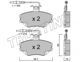 Комплект тормозных колодок, дисковый тормоз TRUSTING 034.1